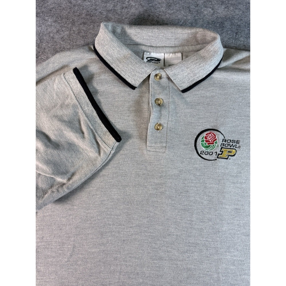 Vintage‎ 2001 Rose Bowl Purdue Polo Shirt Men's Large Gray Embroidered